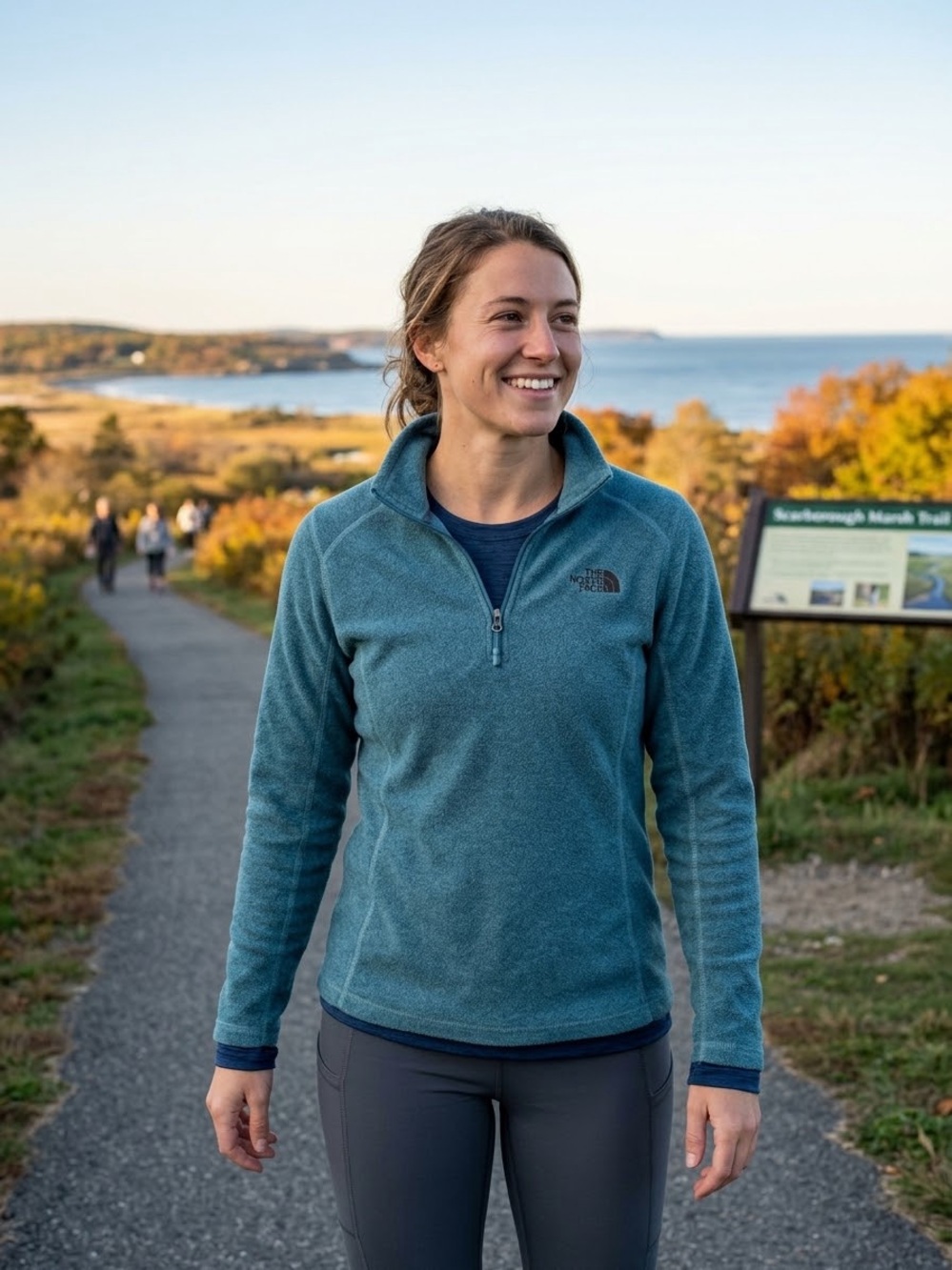 The North Face Womens Glacier 1/4 Zip Fleece Pullover Heather Teal Blu - Large